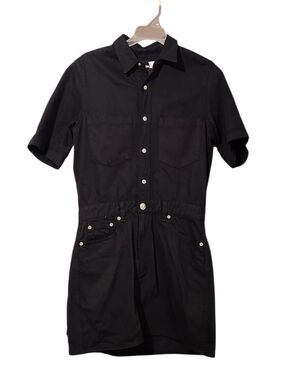 Rag & Bone  Short Sleeve Black Utility Shirt Denim Mini Dress - M